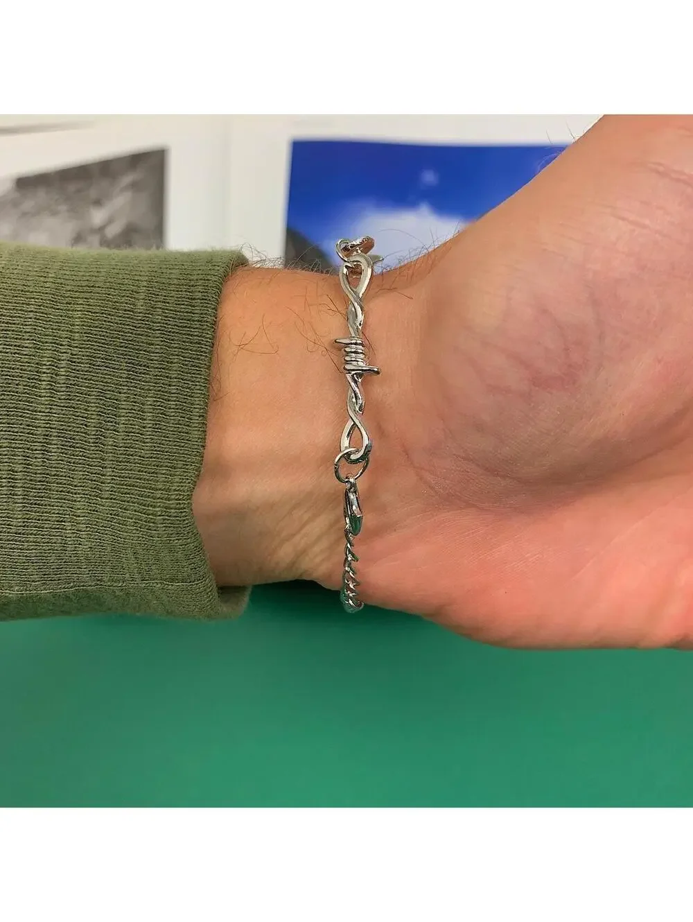 Cyber Y2k barbwire opium punk style bracelet. Cool design. Nice quality. Chain